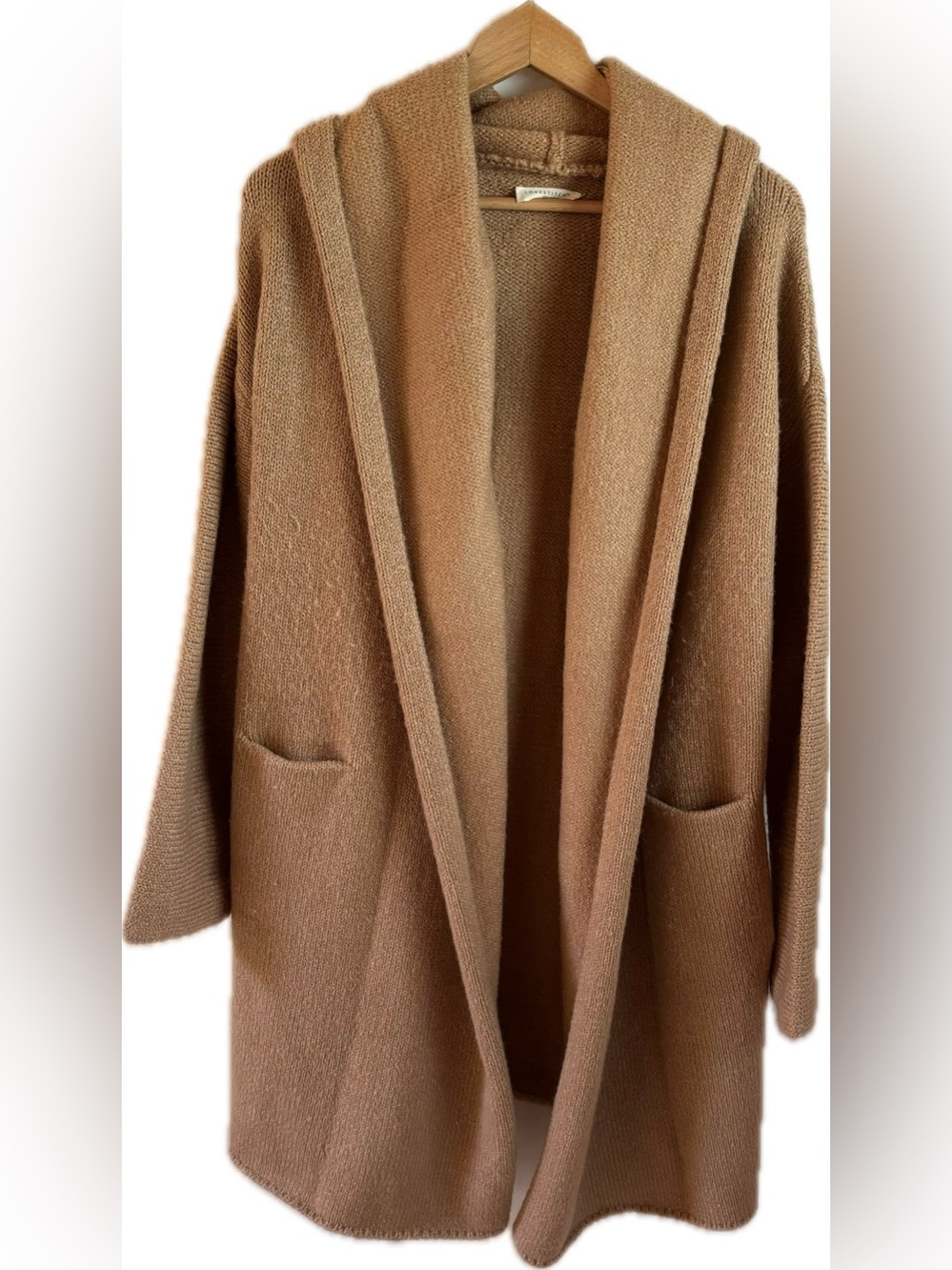 Love Stitch Cozy Open-Front Camel Knit Cardigan
